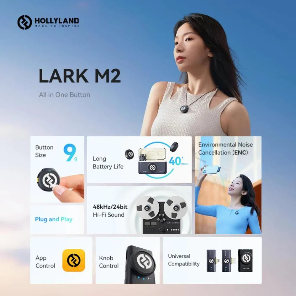 Microfones sem fio Hollyland Lark M2