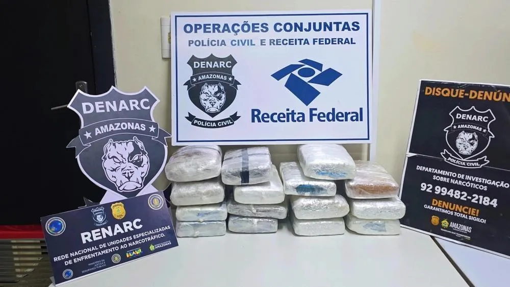 PC-AM e Receita Federal prendem homem com 15 tabletes de maconha no Centro de Manaus